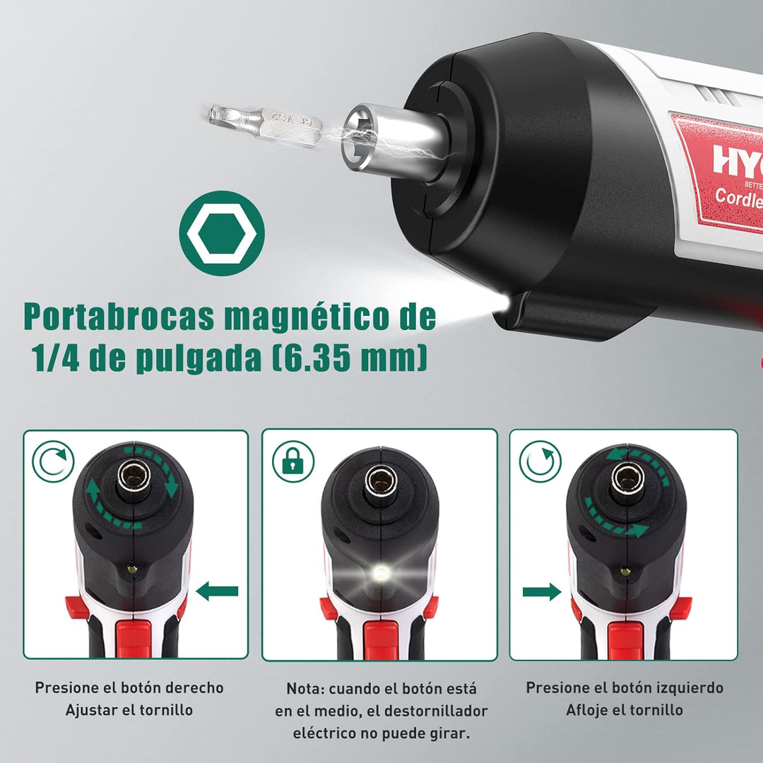 HYCHIKA Akkuschrauber, Cordless Screwdriver 6Nm Drehmoment und 2000mAh Akku 3,6V Li-Ion mit 20 Zubeh