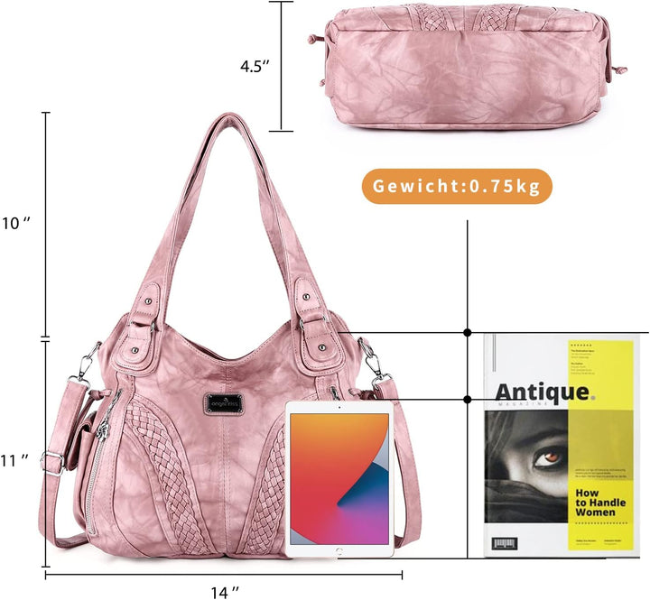 angel kiss Handtasche Damen Schultertasche Multifunktionale Umhängetaschen Wasserdicht PU Veganes Le