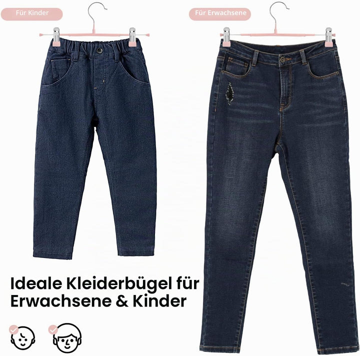 Dünne Hosenbügel, GUANJUNE rutschfeste Hosenbügel mit Verstellbaren Clips, Platzsparende Kleiderbüge