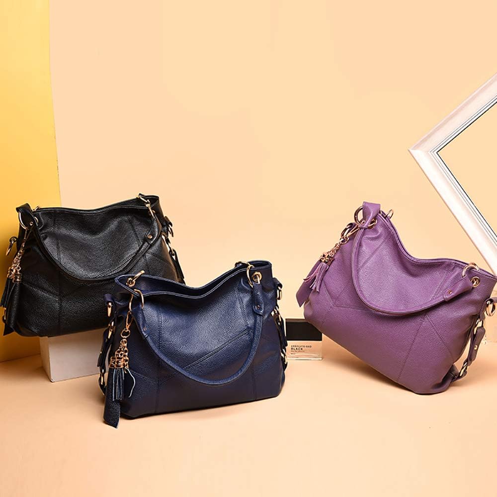 Kris Anna Hobo Quaste Damen Schultertaschen Handtasche Schwarz, Schwarz