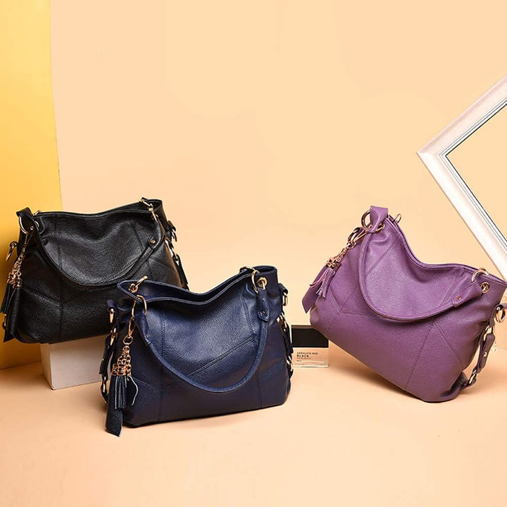 Kris Anna Hobo Quaste Damen Schultertaschen Handtasche Schwarz, Schwarz