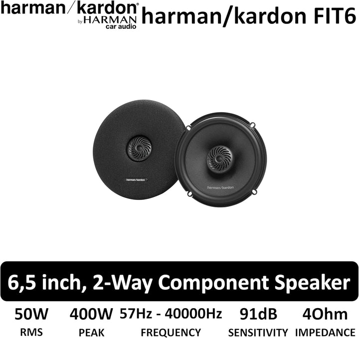 Harman Kardon FIT 6 Koaxial Lautsprecher Auto 16mm (6,5 Zoll) | Car HiFi Lautsprecher mit 45W RMS un