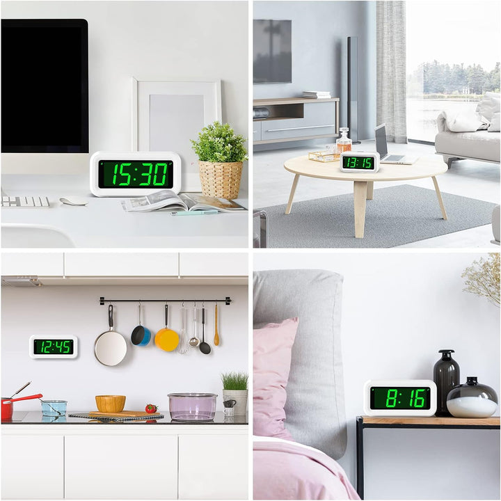 KWANWA Digitaler Wecker, LED Uhr Batteriebetrieben Tischuhr mit 3 Einstellbarer Helligkeit/Snooze/Oh