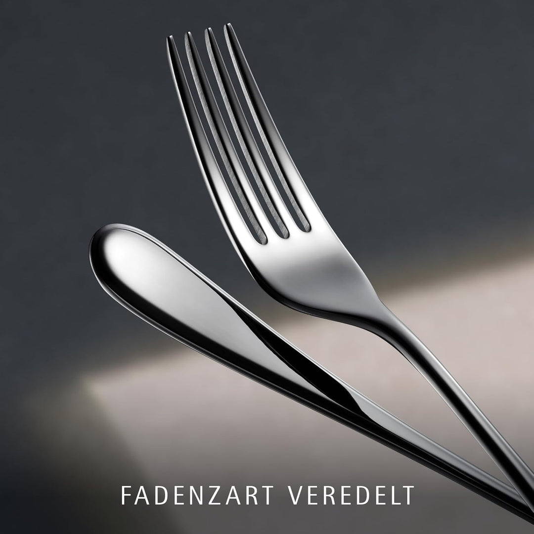 WMF Kent Plus Edelstahl Besteck Set 6 Personen, Essbesteck Set 30 teilig, Hohlheftmesser, Cromargan