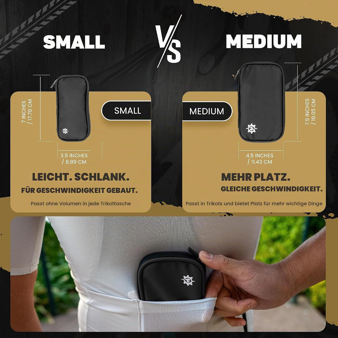 Lumiere &amp; Co. Fahrradtasche Wasserdicht – 9 × 14 cm Kompakte Radfahr-Börse mit Fächern für Karten, B