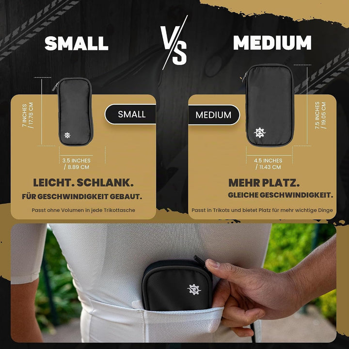 Lumiere &amp; Co. Fahrradtasche Wasserdicht – 9 × 14 cm Kompakte Radfahr-Börse mit Fächern für Karten, B