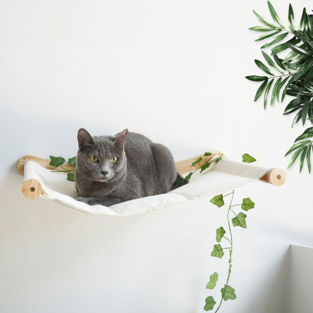 Katzenbett Wand - Elegante und stabile Katzenhängematte - Katzenliege für Katzen bis 12kg - Kletterw