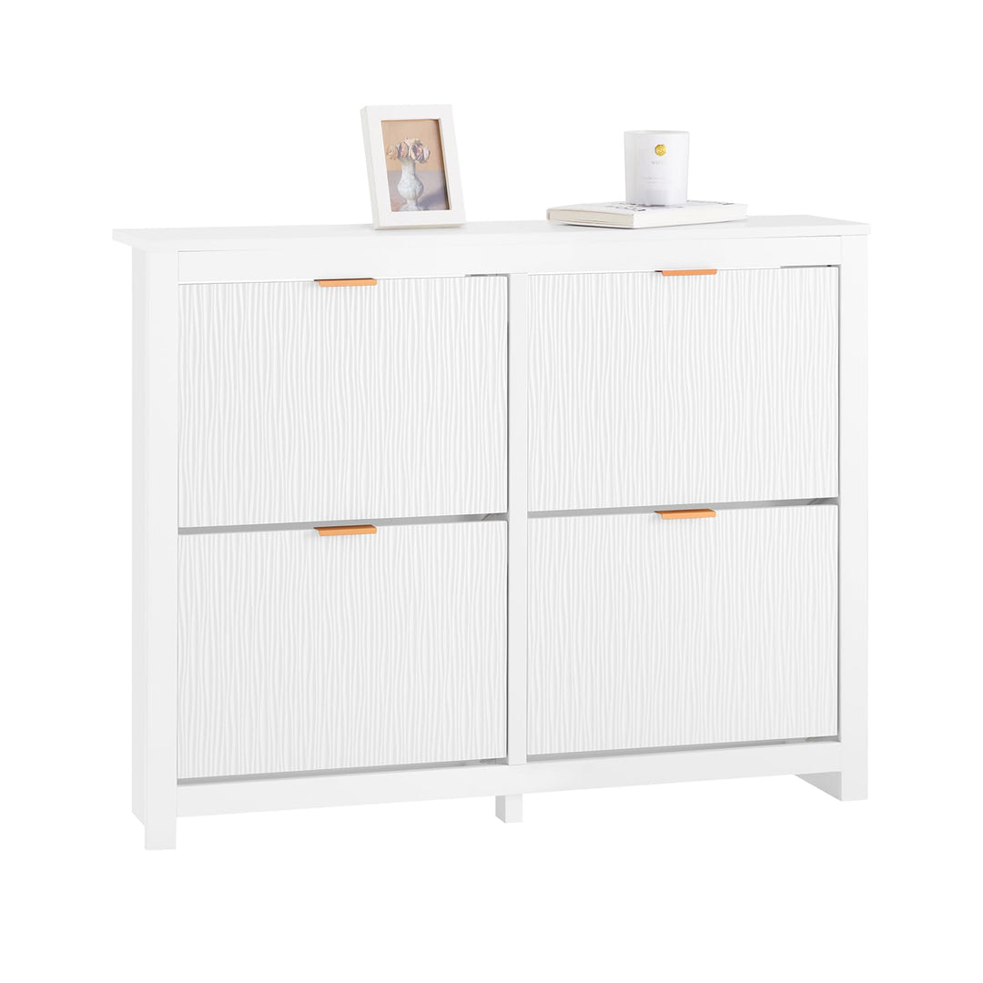 SoBuy Schuhkipper mit 4 Klappen Schuhschrank schmal Schuhregal mit 8 Ablageflächen Schuhkommode Schu