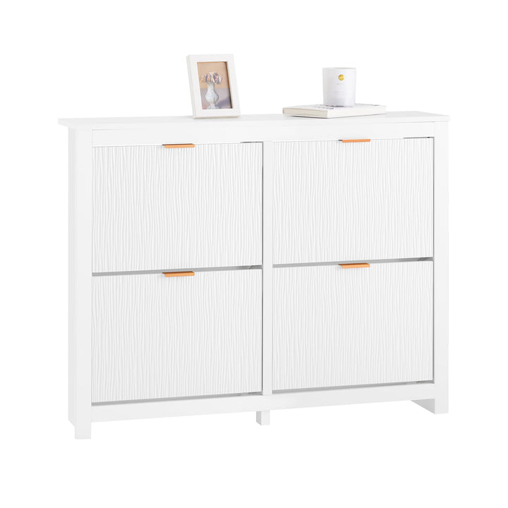 SoBuy Schuhkipper mit 4 Klappen Schuhschrank schmal Schuhregal mit 8 Ablageflächen Schuhkommode Schu