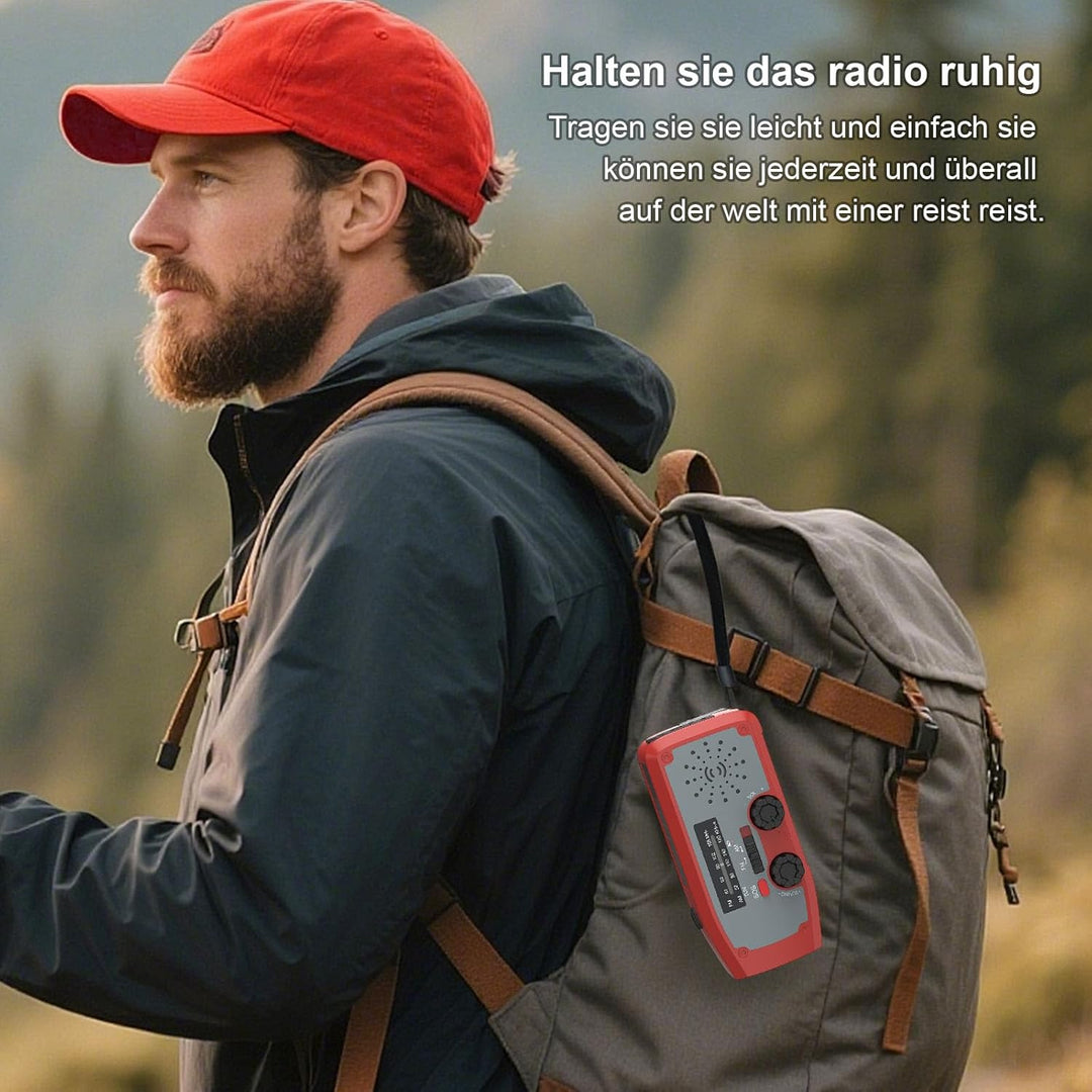 Notfall-Solarradio, kurbelradio Notfall weltempfänger testsiege mit LED-Taschenlampe, SOS-Alarm,AM/F