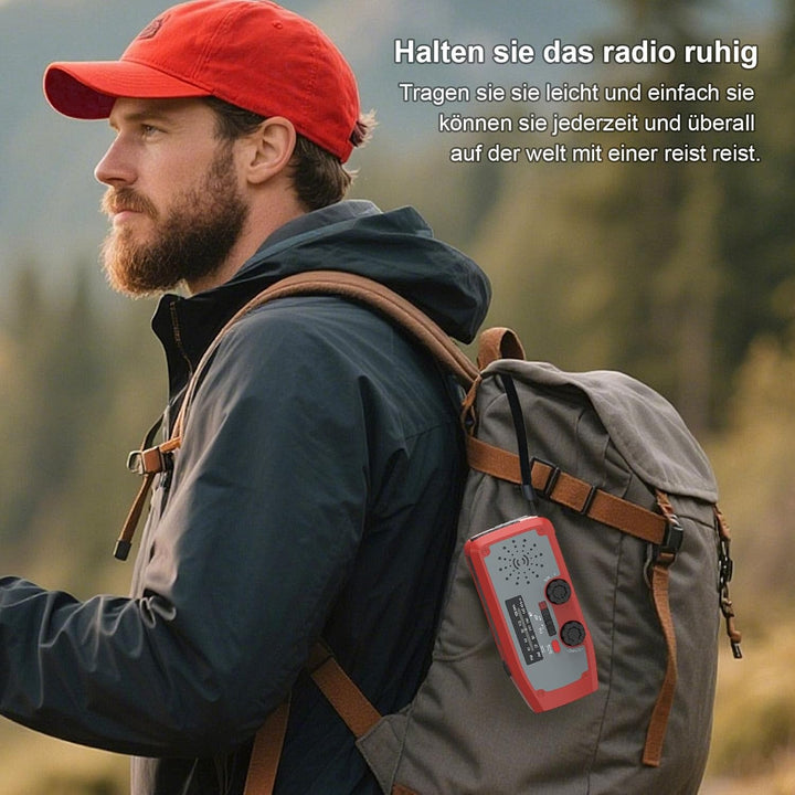 Notfall-Solarradio, kurbelradio Notfall weltempfänger testsiege mit LED-Taschenlampe, SOS-Alarm,AM/F