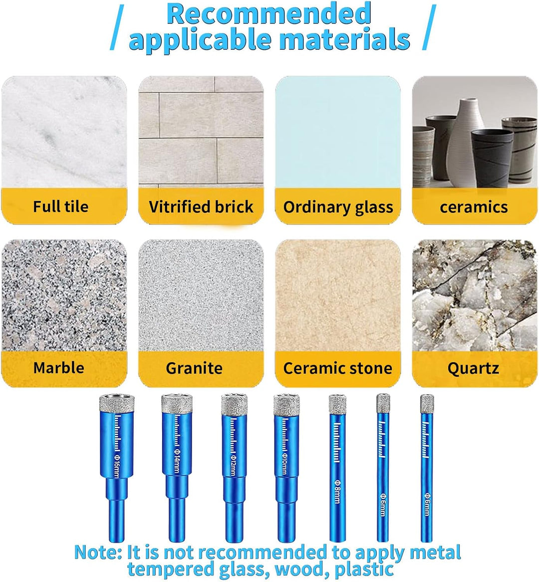 fräskopf für oberfräse, 7 Piece, diamant bohrer satz, fliesen diamantbohrer set, bohrer feinsteinzeu