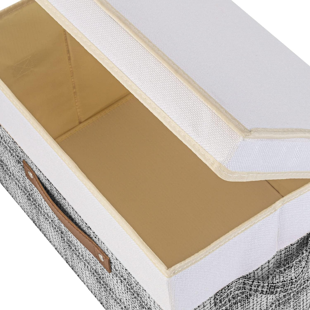 TYEERS Faltbare Aufbewahrungsbox mit Deckel, Stoff, Patchwork-Design, Kisten Aufbewahrung mit Deckel