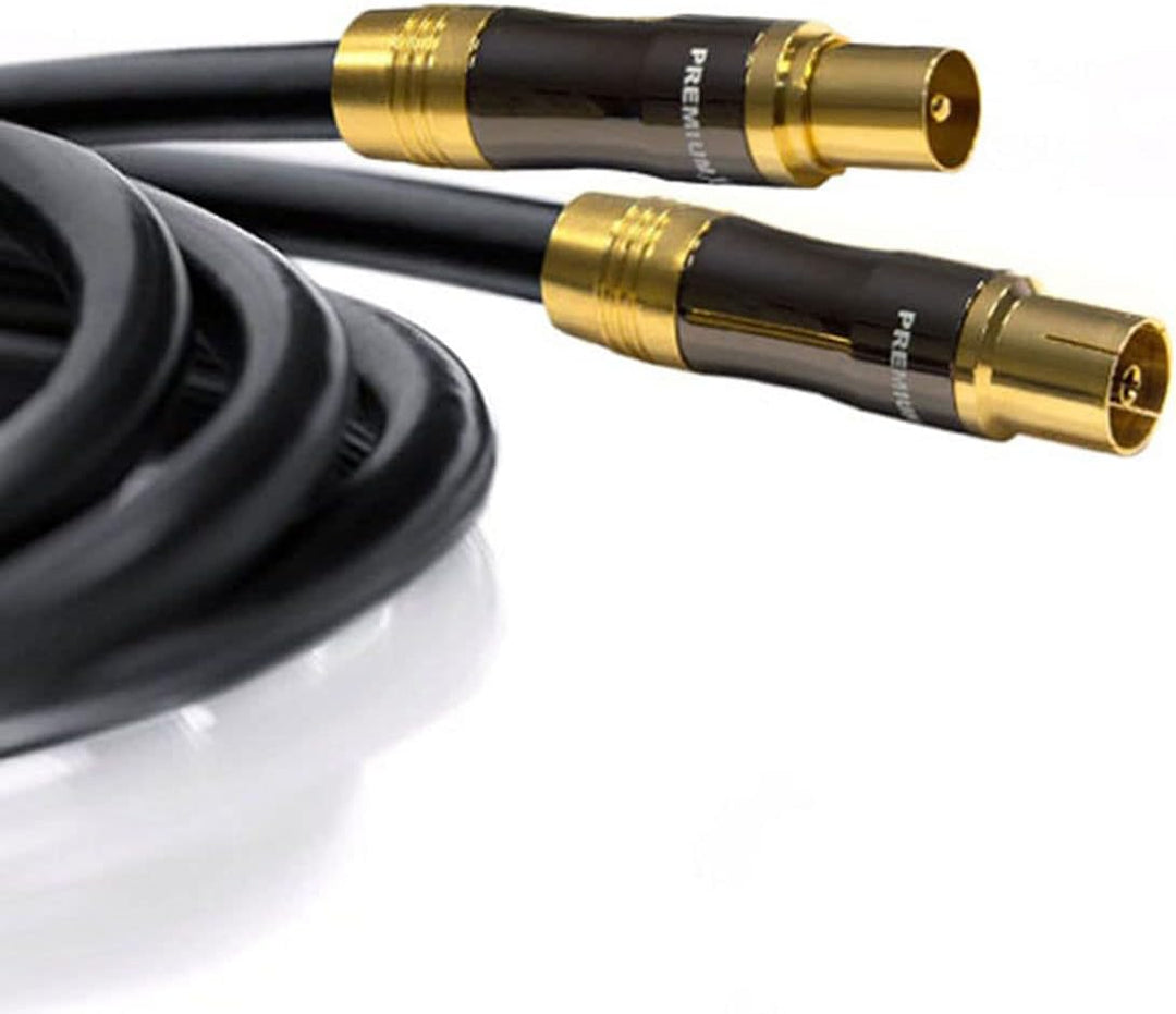 Premium X 25m Gold-Line TV Antennenkabel Schwarz IEC-Anschlusskabel Koax Stecker - Kupplung Koaxialk