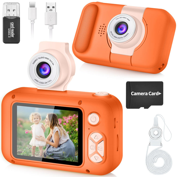 ARNSSIEN Digitalkamera für Kinder Kamera,2,4" IPS Kinderkamera mit 180°Flip | 1080P videokamera &amp; Se
