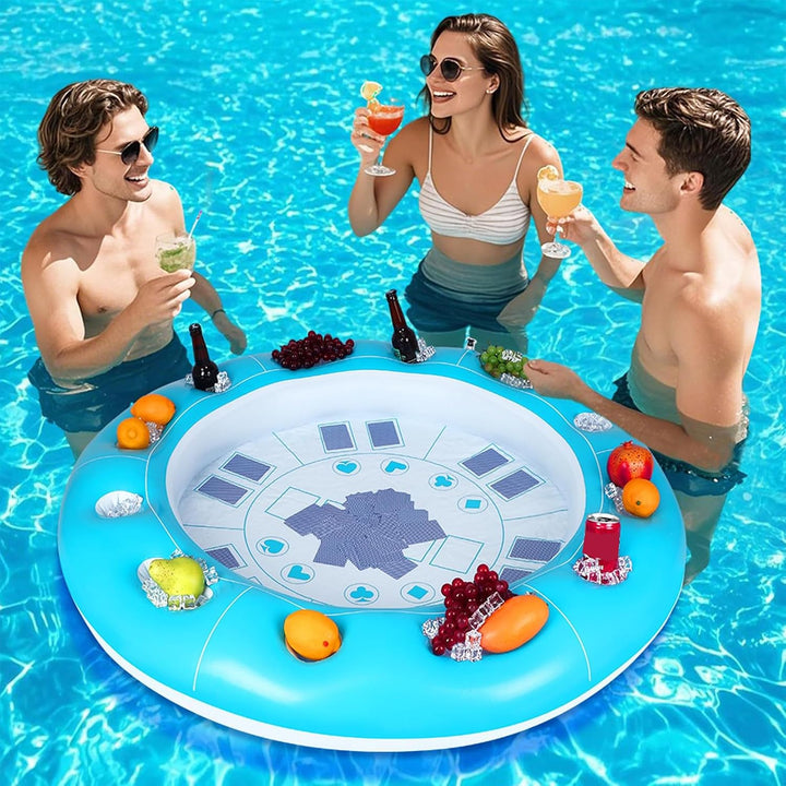 Schwimmender Spieltisch für Pool, Getränkehalter und aufblasbare Snacks | Tisch mit Getränkehalter u