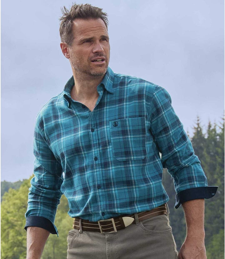 ATLAS FOR MEN - Kariertes Hemd aus Flanell - Langärmelig - Verfügbar in grossen Grössen von M bis 5X