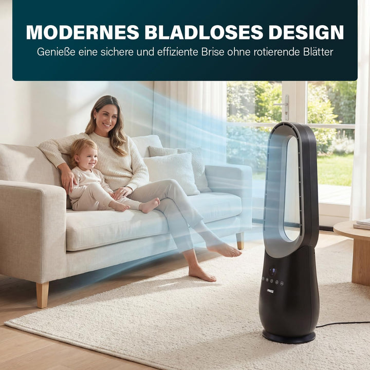 Princess Ventilator ohne Blätter – 70 W – Stimmungslicht – Niedriger Verbrauch – 75°-Oszillation – 3