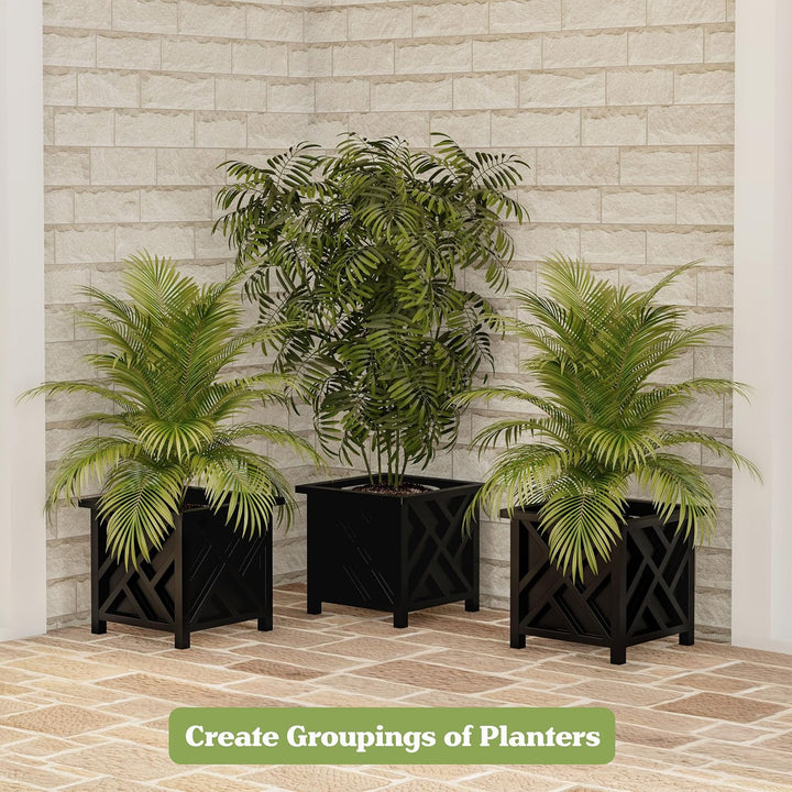 Pure Garden Pflanzkasten mit Gitter-Design, quadratisch, 37 cm, quadratisch, dekorativer Blumen- ode