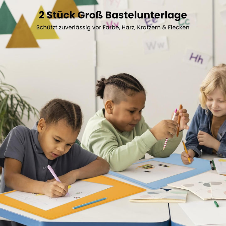 GEEKHOM 2 Stück Malunterlage für Kinder 60x40cm - A2 Silikon Bastelunterlage Gross Silikonmatte für