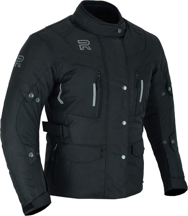RS Motorradjacke für Damen, Textil, Winter, wasserdicht, mit CE-Protektoren, XS Schwarz