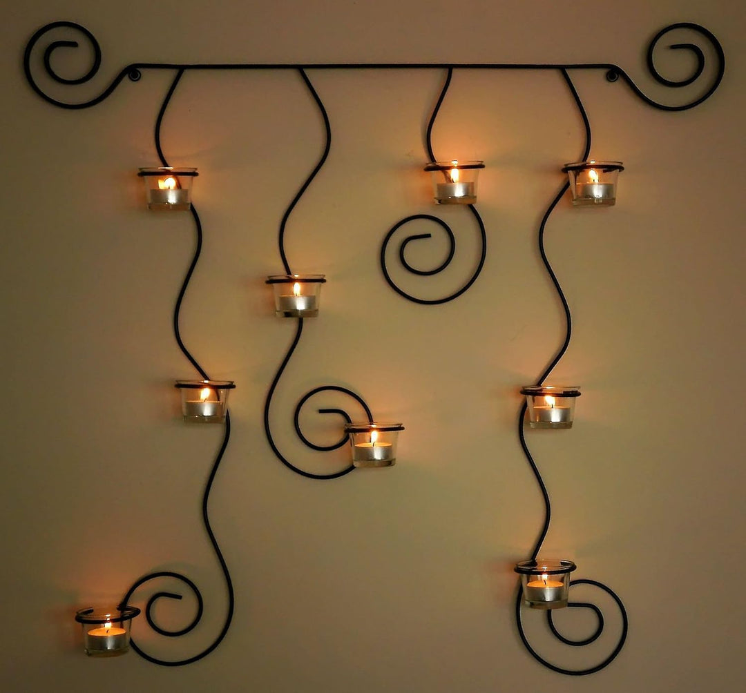 DanDiBo Wandteelichthalter LYSA Wandkerzenhalter Metall 74 cm Teelichthalter Kerzenhalter Schwarz, S