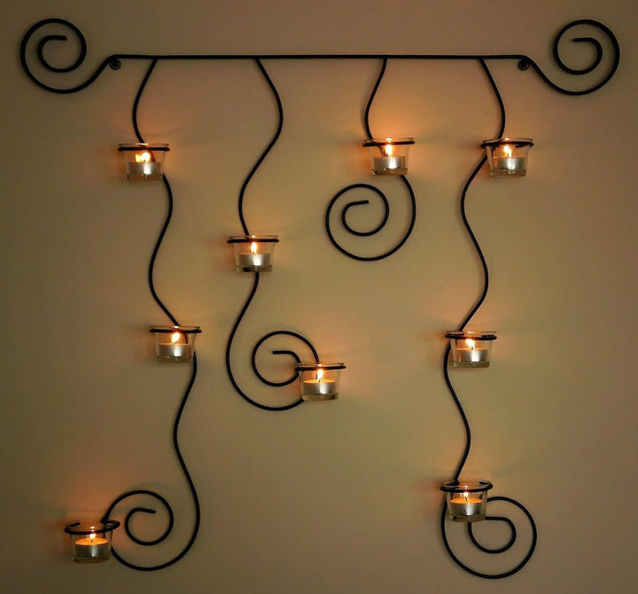DanDiBo Wandteelichthalter LYSA Wandkerzenhalter Metall 74 cm Teelichthalter Kerzenhalter Schwarz, S