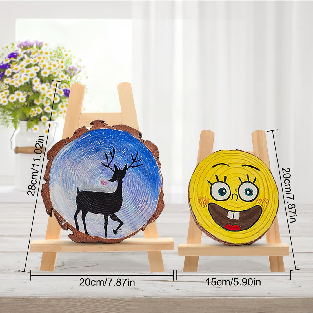 2 Stück Mini Staffeleien Holz (20x28cm), Kleine Staffelei Holz für Bilder, Tischstaffelei Klein für