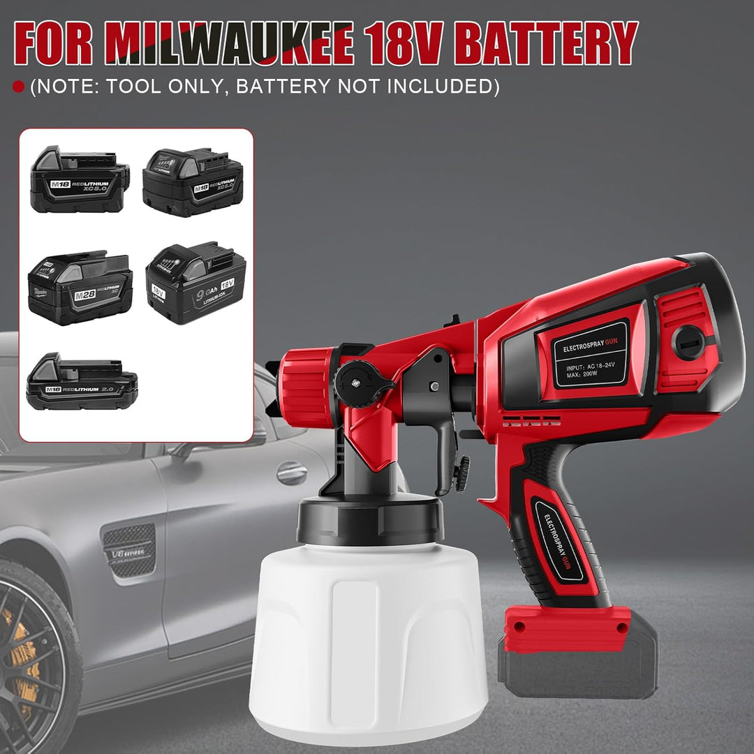 Akku Farbsprühsystem kompatibel mit Milwaukee M18 18V Akku, Akku Farbspritzgerät mit 1000ml Farbbehä