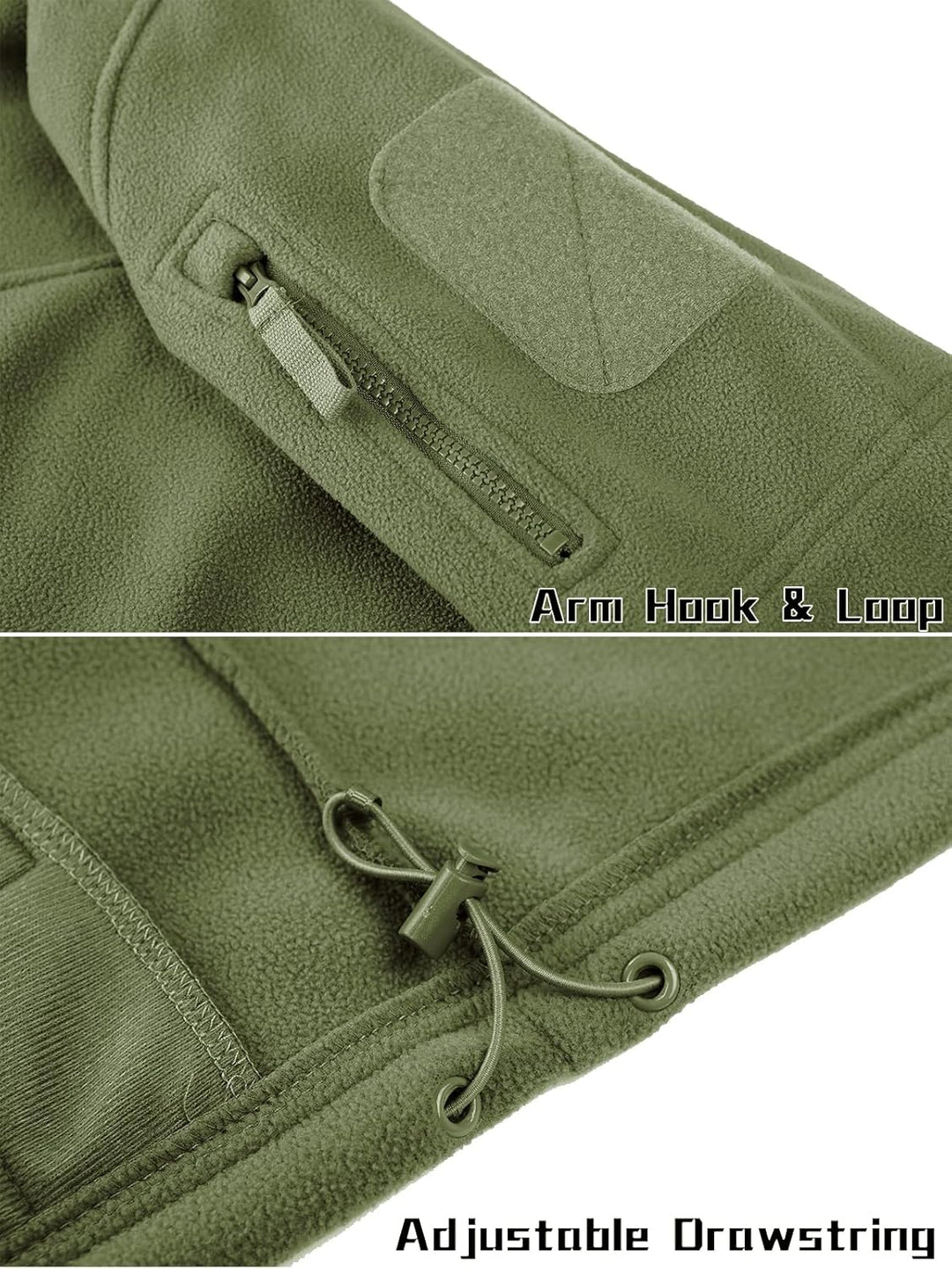 TACVASEN Herren Militär Outdoor Fleecejacke Warme Taktische Jacke Fleece Jacket XL Armeegrün, XL Arm