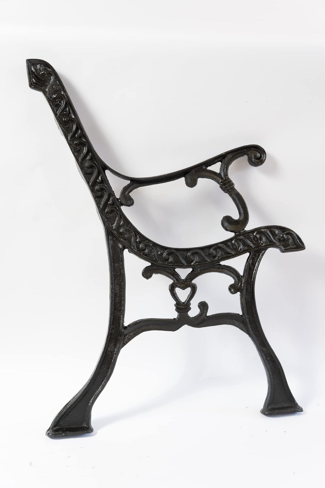 SEZAM Bankfüsse aus Gusseisen Schwarz x 2 Stück, mit Rückenlehne &amp; Armstütze - 56,5 x 38 x 77,5 cm,
