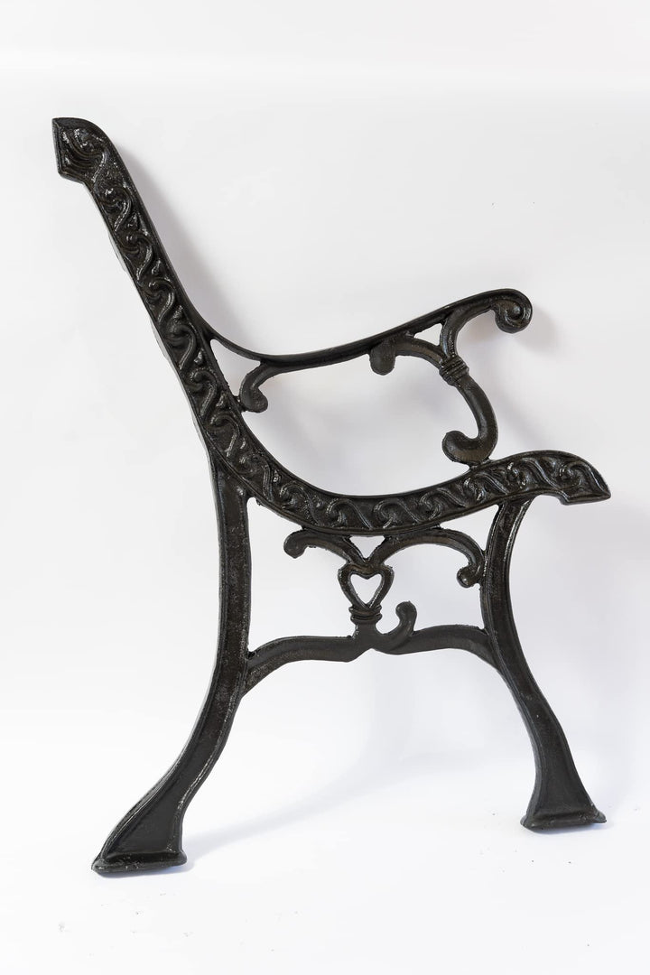 SEZAM Bankfüsse aus Gusseisen Schwarz x 2 Stück, mit Rückenlehne &amp; Armstütze - 56,5 x 38 x 77,5 cm,