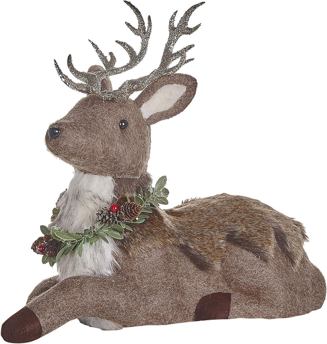 Weihnachtsdeko Rentier Dekofigur Weihnachtsfigur Webpelz braun 38 cm Tapio