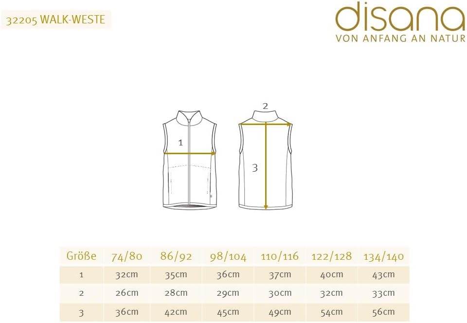 Disana WALK-WESTE Baby & Kinder - 100% Bio-Merino, Wollwalk – atmungsaktiv & warm - unisex Gr. 74 –