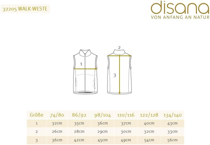 Disana WALK-WESTE Baby & Kinder - 100% Bio-Merino, Wollwalk – atmungsaktiv & warm - unisex Gr. 74 –