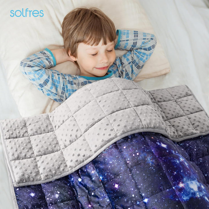 Solfres Gewichtsdecke für Kinder, 2,3 kg, 90 x 120cm, Minky-Druck, schwere Decke für Kinder und Juge