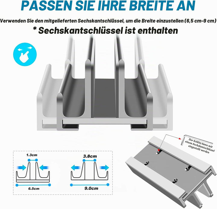 Laptop Sänder Vertikal Laptop Halter, 3-in-1 Laptop Halterung Verstellbarer Notebook Ständer Schreib