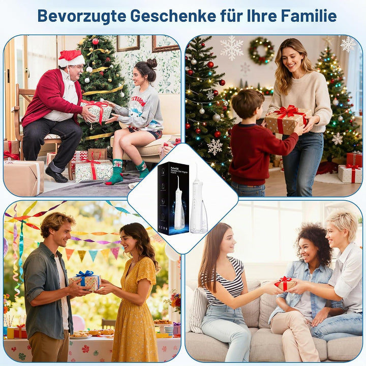 Oral Irrigator Professionell Kabellos, 300 ML Wiederaufladbare Wasserzahnreiniger mit 4 Düsen und 4