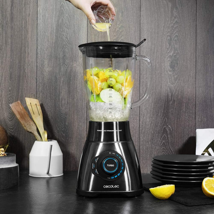 Cecotec Standmixer Power Black Titanium 2500MAX Smart. 2500 W maximale Leistung, hitzebeständiger Kr