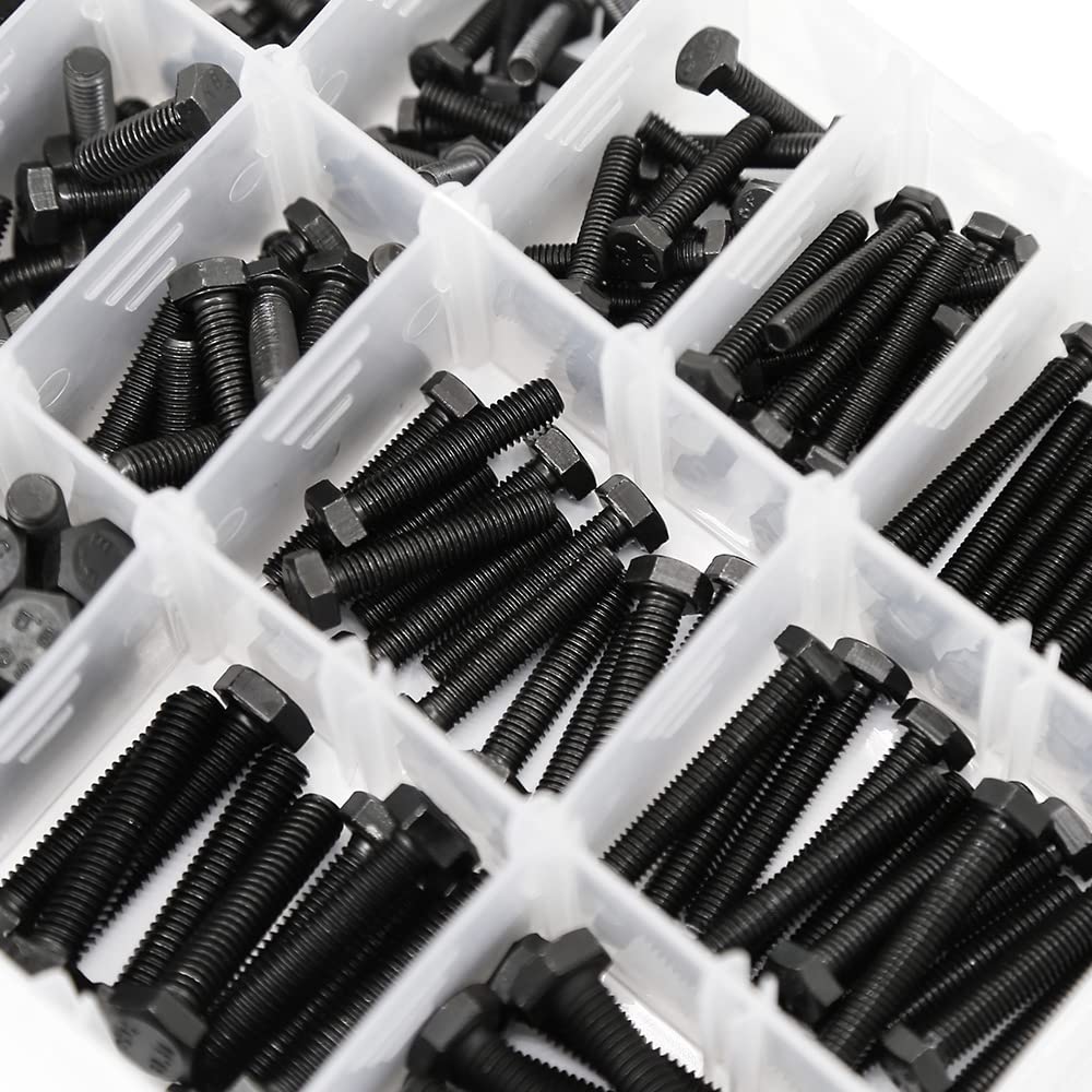 YEEZET 652 Pcs M4 M5 M6 Schrauben Sechskantschrauben Unterlegscheiben Federringe und Muttern Sortime