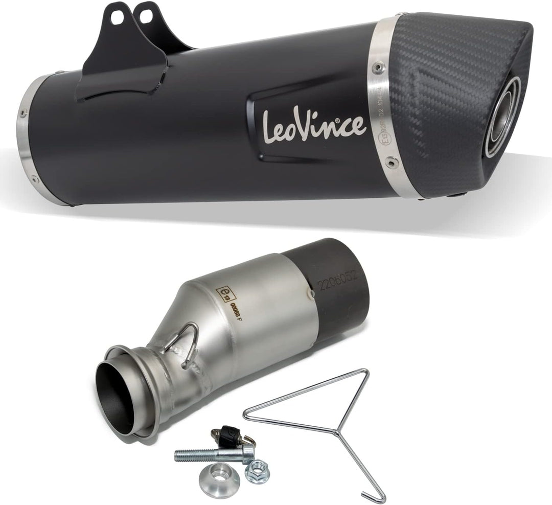 Endschalldämpfer/Auspuffanlage LeoVince SLIP-ON SBK, Edelstahl schwarz, Carbon Kappe, mit Zulassung