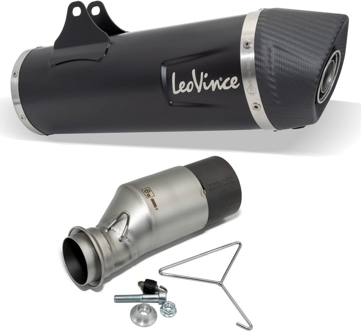 Endschalldämpfer/Auspuffanlage LeoVince SLIP-ON SBK, Edelstahl schwarz, Carbon Kappe, mit Zulassung