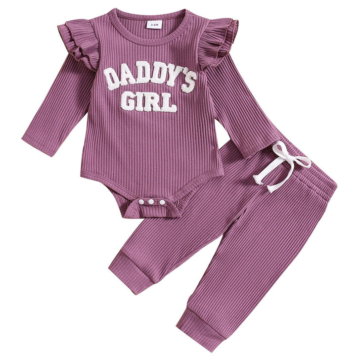 JiAmy Neugeborene Baby Mädchen Kleidung Rüschen Langarm Spitze Strampler Daddys Girl Bodysuit und La