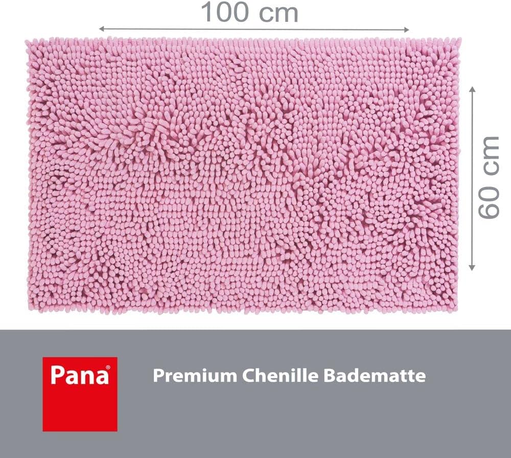 PANA® Premium Chenille Badematte (60x100 cm) • Badteppich aus besonders weichen Fasern • Saugstark &