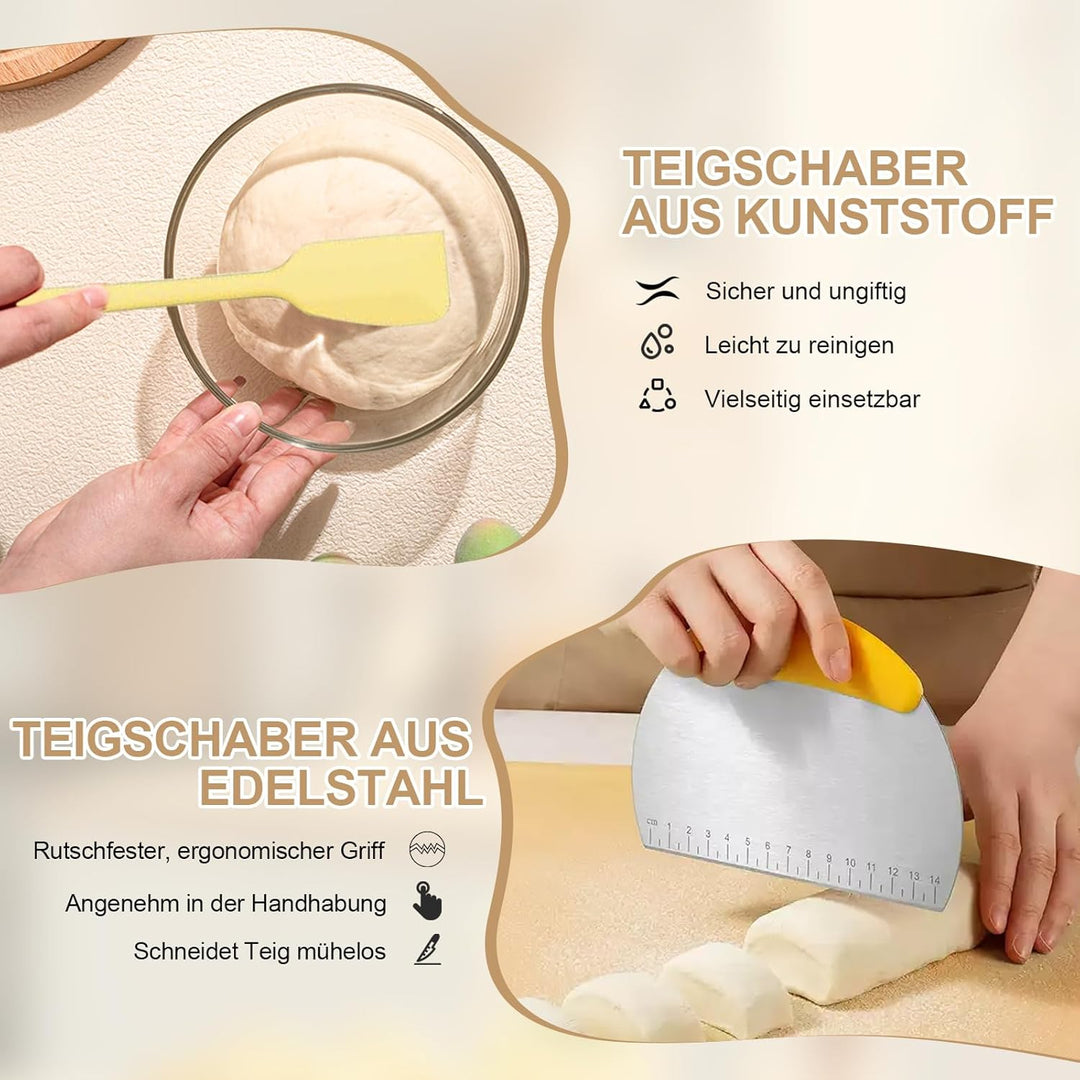 10 Stück Gärkorb Brot Set, Gärkörbchen zum Brotbacken, 23cm Rund & 25cm Oval Brotkörbchen aus Siliko