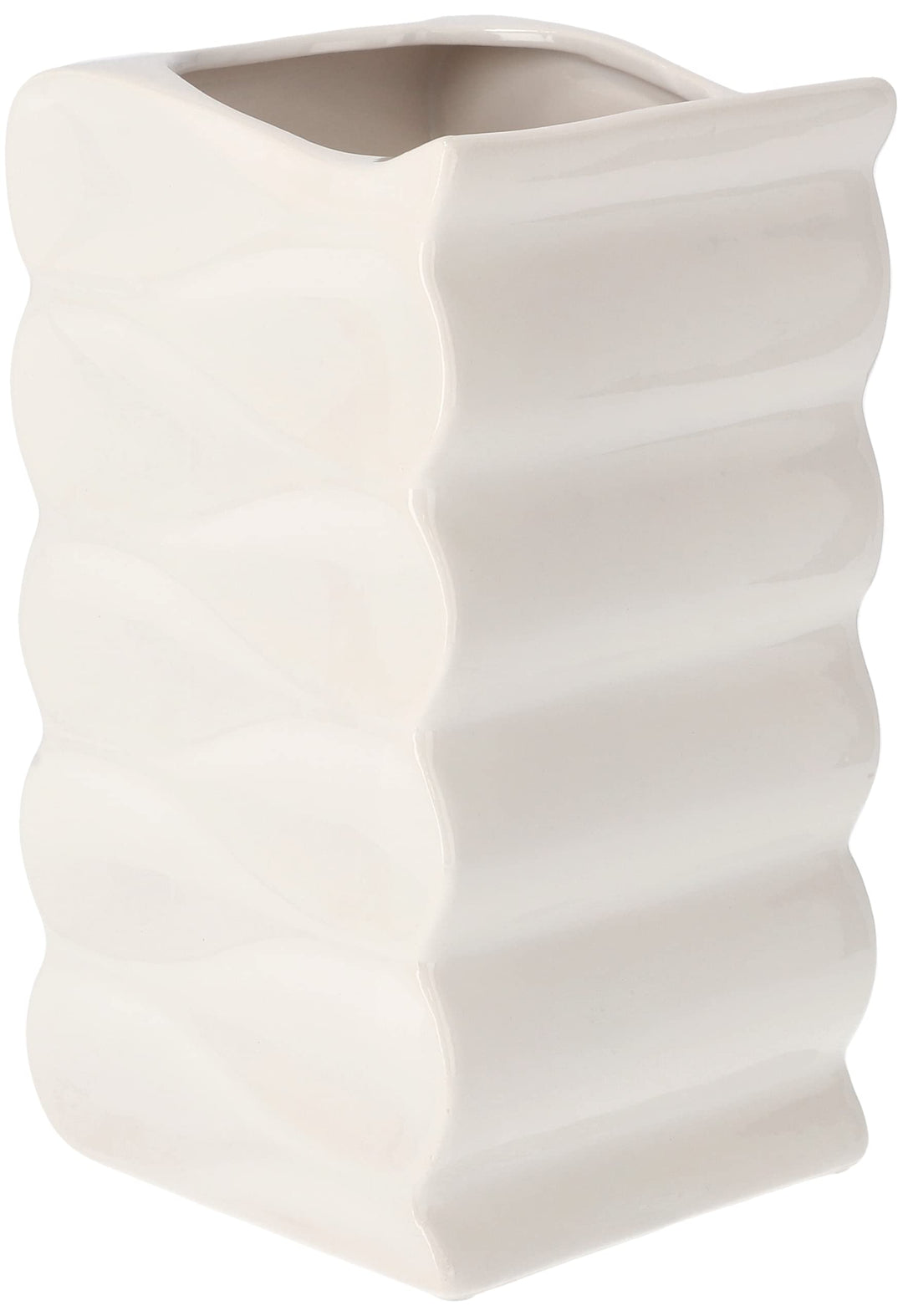 KOTARBAU® Blumentopf Blumenvase aus Keramik Meereswellen Glasiert 26 cm Weiss Höhe 26 cm Weiss, Höhe