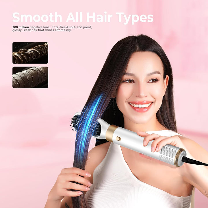 MogaWave Haarstyler Pro Air Styler 6 in 1 Hair Styler 1000W Rundbürstenföhn, Warmluftbürste, Föhnbür