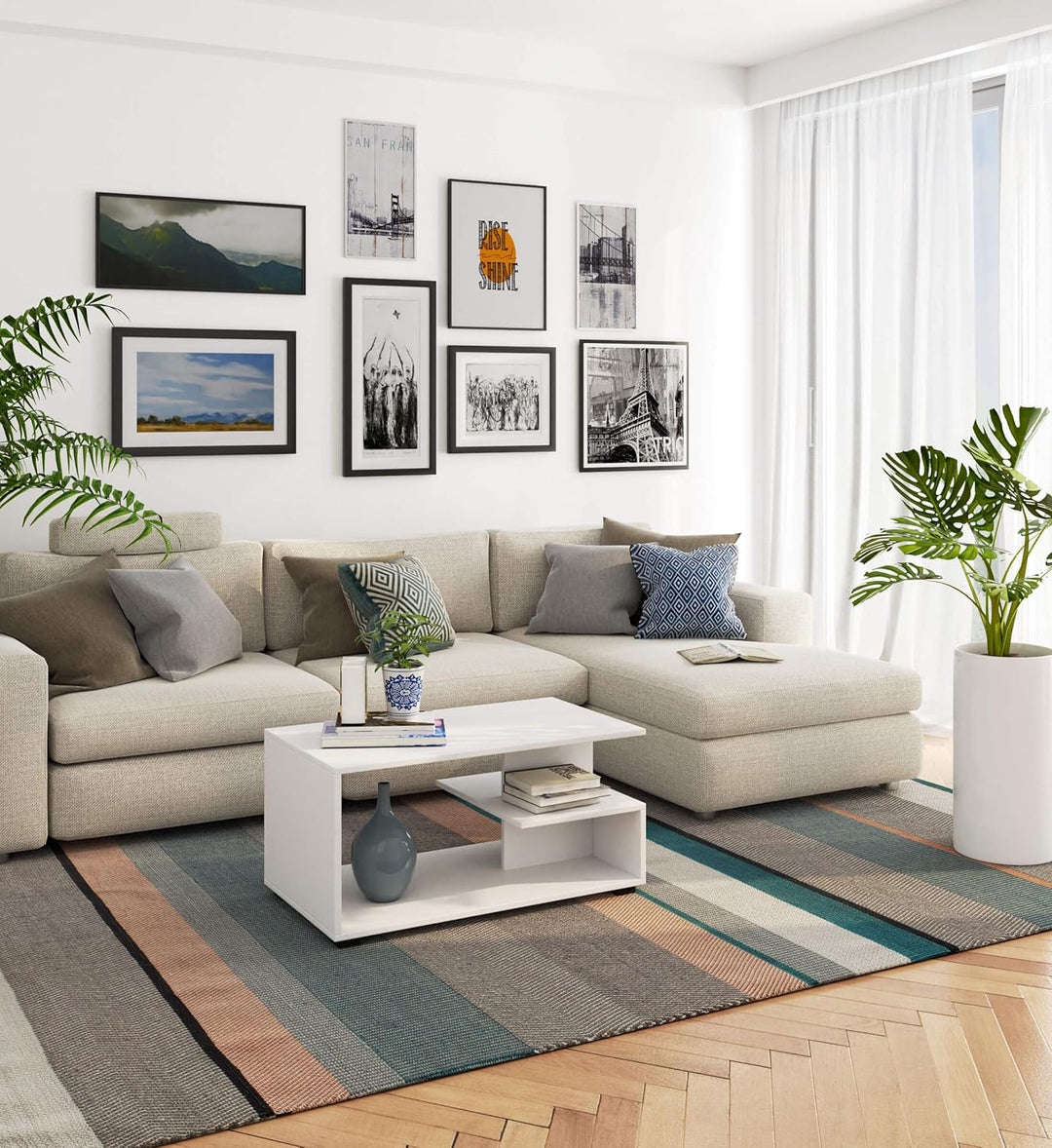 AKORD Couchtisch Holz | Pin 90 x 45 x 51 cm | Schrank für Wohnzimmer | Schlafzimmer Schrank | Minima