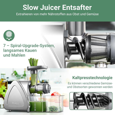 Aobosi Slow Juicer Entsafter Gemüse und Obst Testsieger, Reversierfunktion,150w leisem Motor,Saftpre