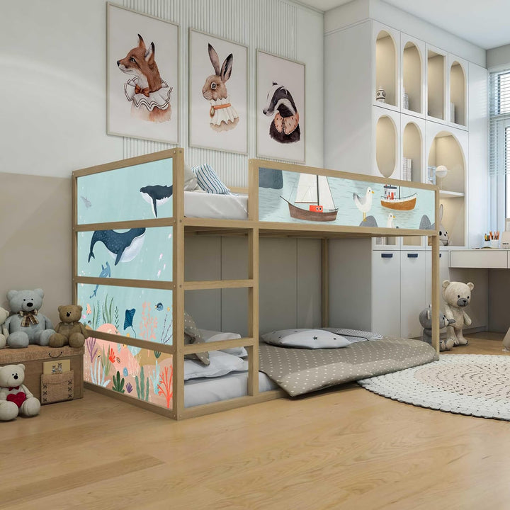 WANDKIND Aufkleber für IKEA KURA Kinderbett Hochbett Klebefolie Möbelfolie Sticker Kinderzimmer Unte